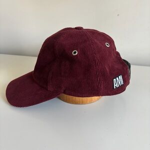 AMI de Coeur Paris Alexandre Mattiussi Baseball Cap Burgundy Corduroy Velvet Hat